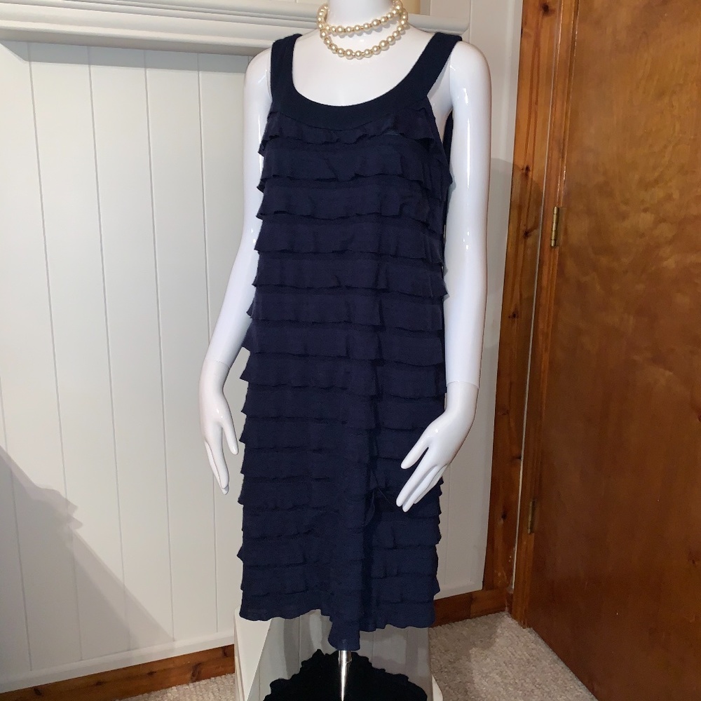AGB Navy Ruffled Dress